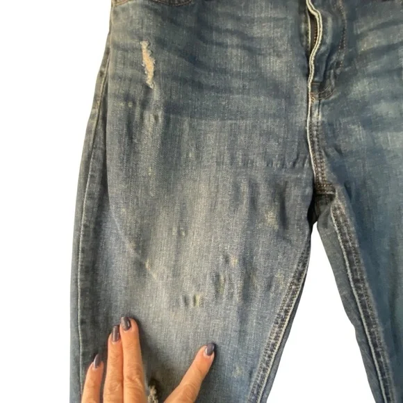 Pistola Mid Rise Distressed  Skinny Zip Ankle Medium Wash Denim Blue Jeans SZ 28 - Picture 7 of 12